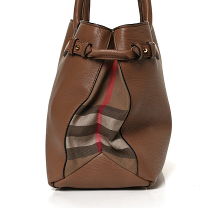Burberry Grainy Calfskin House Check Medium Banner Tote Tan 15 of 15