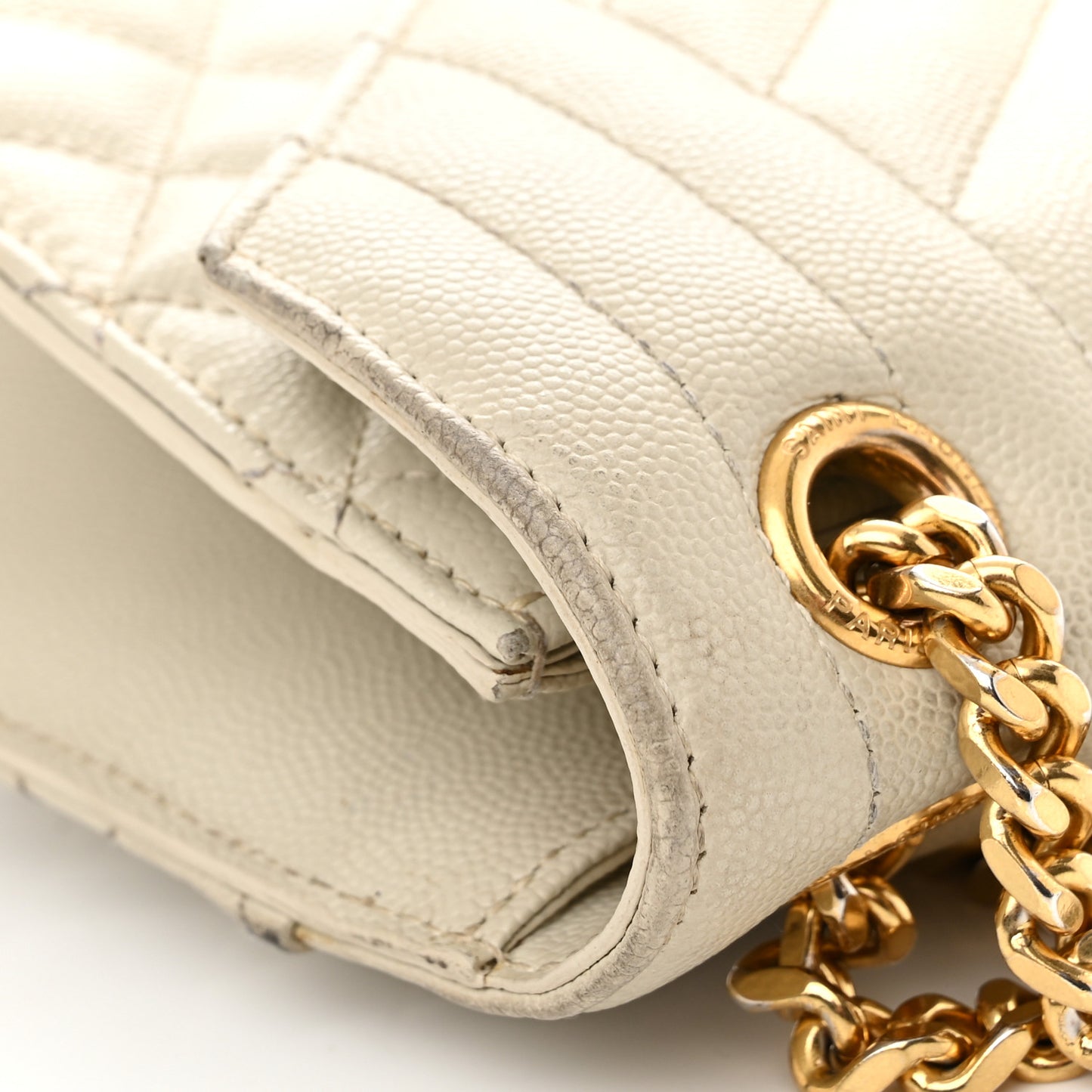 Grain De Poudre Textured Mixed Matelasse Triquilt Medium Monogram Satchel Crema Soft