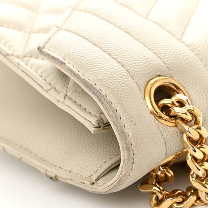 Saint Laurent Grain De Poudre Textured Mixed Matelasse Triquilt Medium Monogram Satchel Crema Soft 13 of 19
