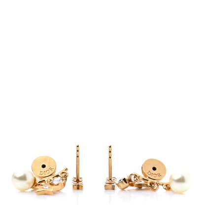 Christian Dior Pearl Crystal Dio(r)evolution Earrings Aged Gold 3 of 4