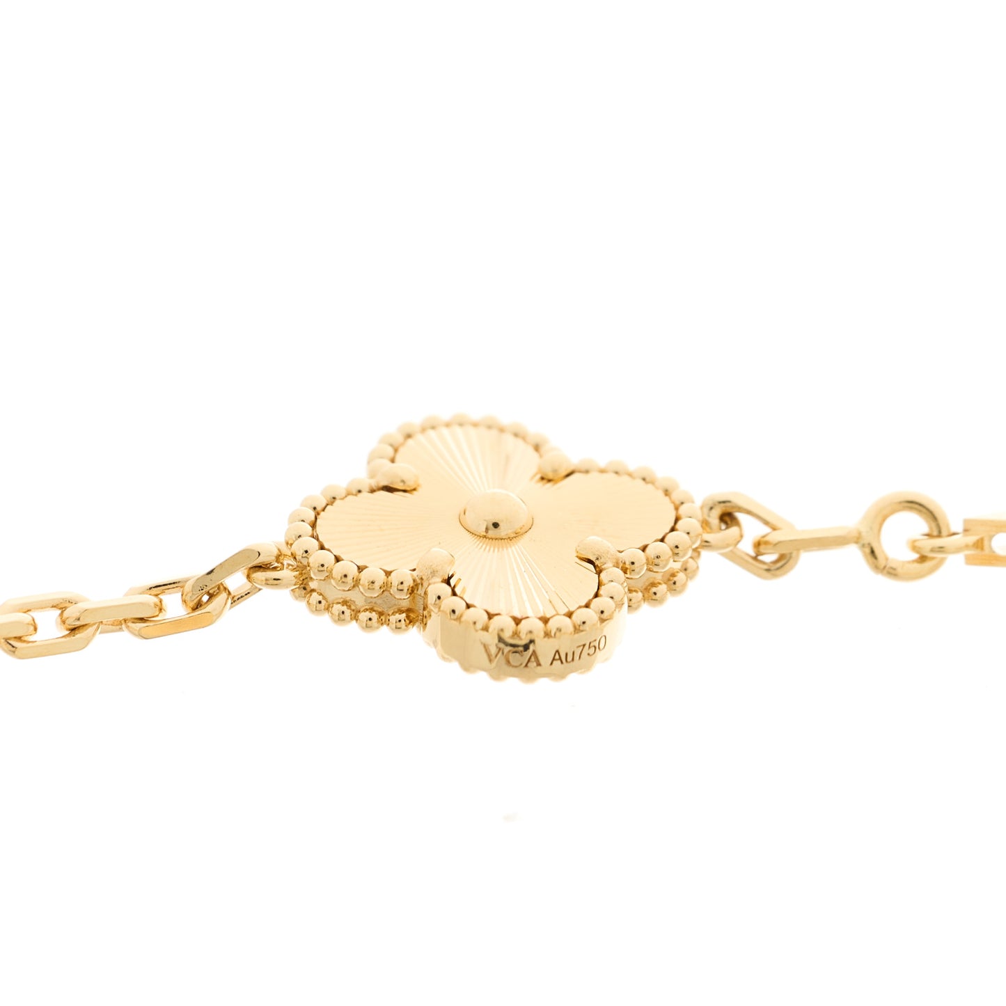 18K Yellow Gold 5 Motifs Guilloche Vintage Alhambra Bracelet