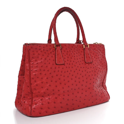 Prada Ostrich Large Galleria Double Zip Tote Fuoco 2 of 9