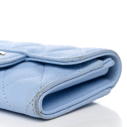 Chanel Caviar Quilted Flap Card Holder Wallet Light Blue 12 of 17