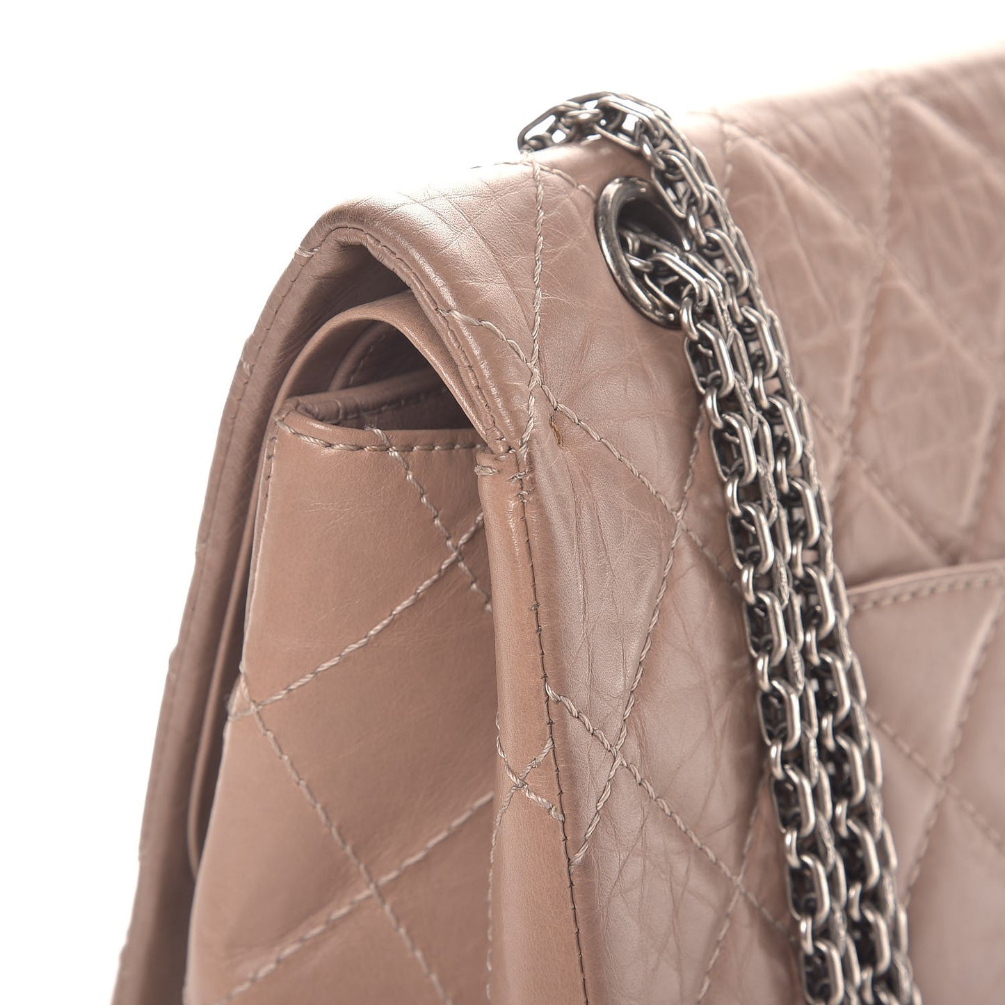 Aged Calfskin Quilted 2.55 Reissue 227 Flap Beige