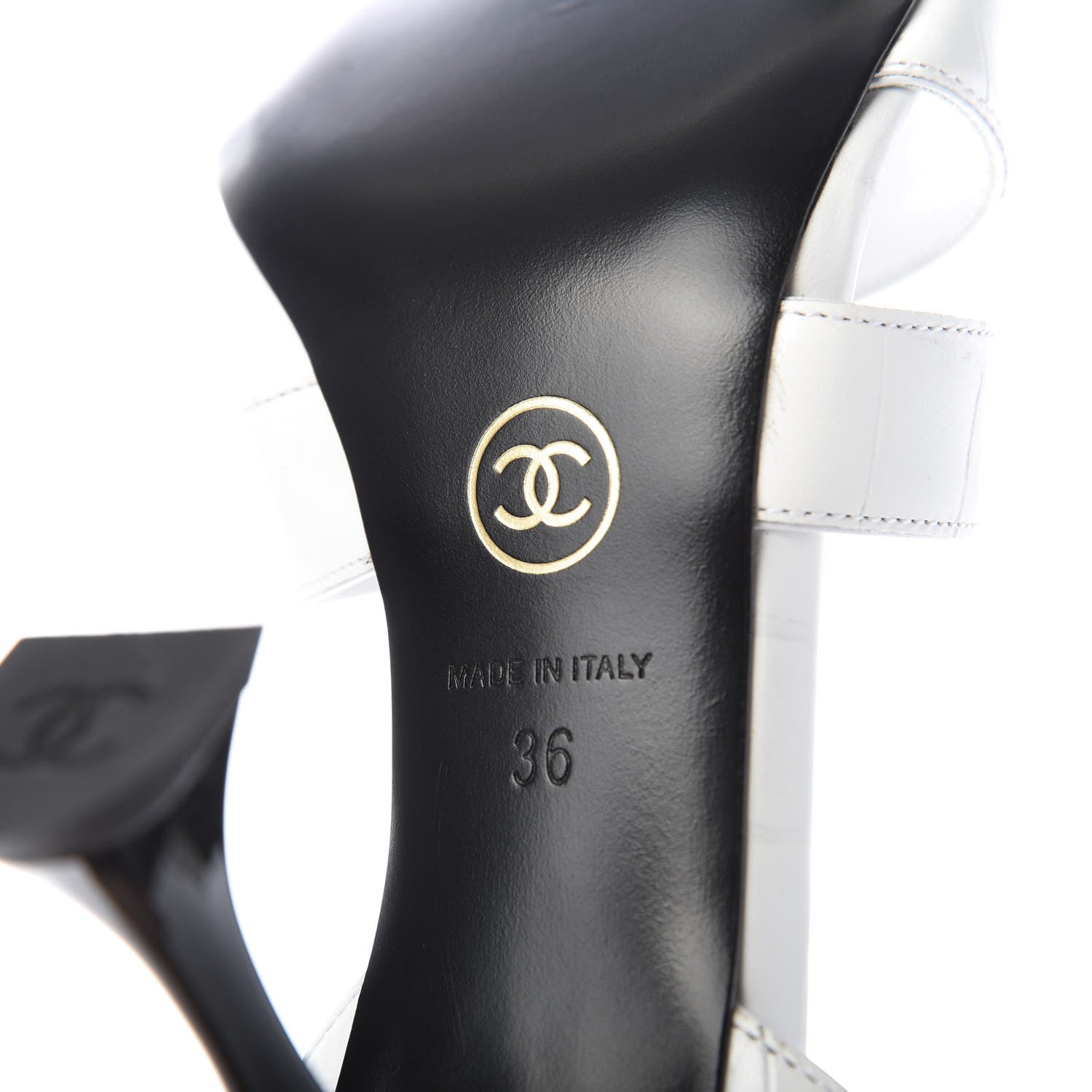 Chanel CHANELCalfskin Crocodile Embossed Sandals 36 White 8 of 10
