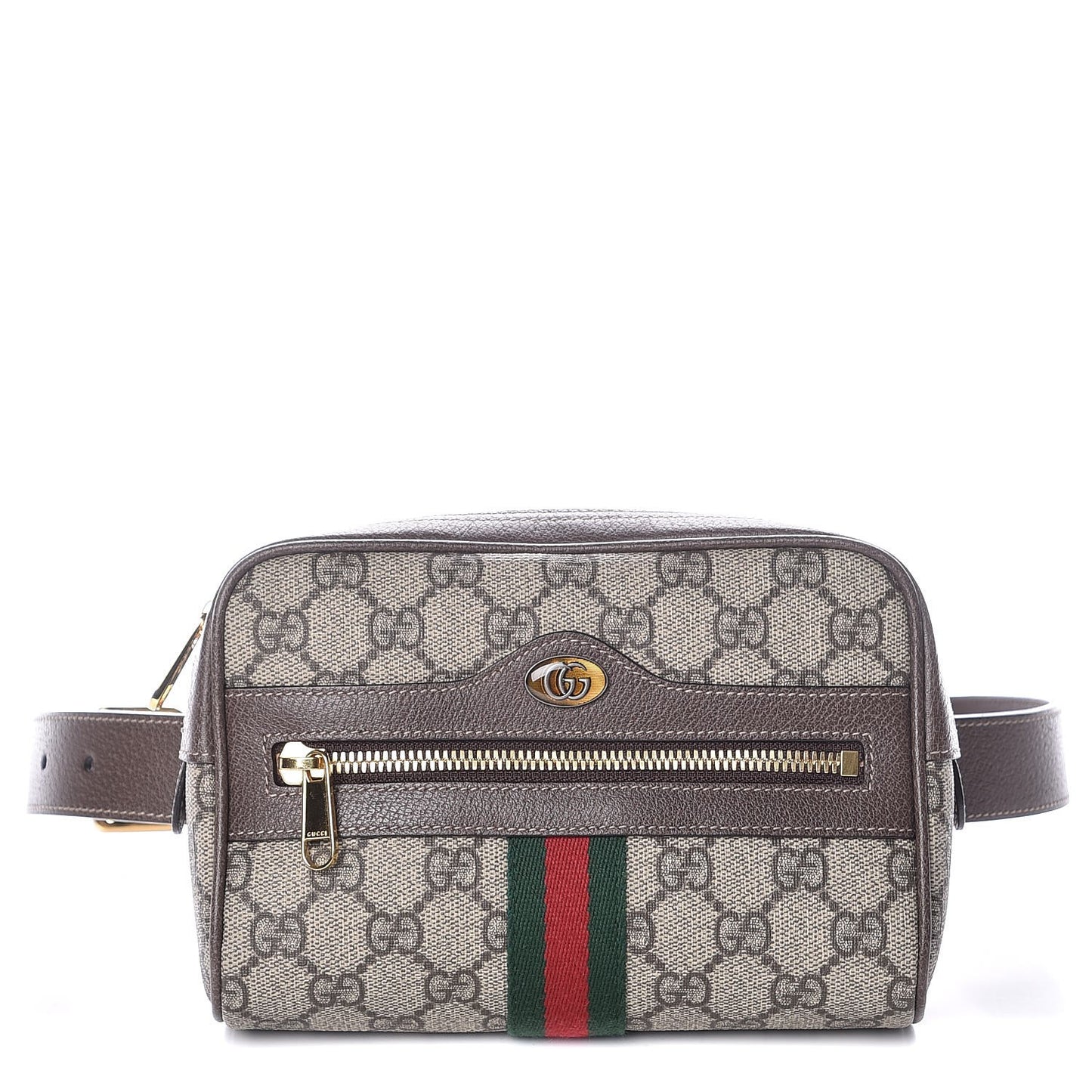GG Supreme Monogram Web Small Ophidia Belt Bag 75 30 Dark Brown