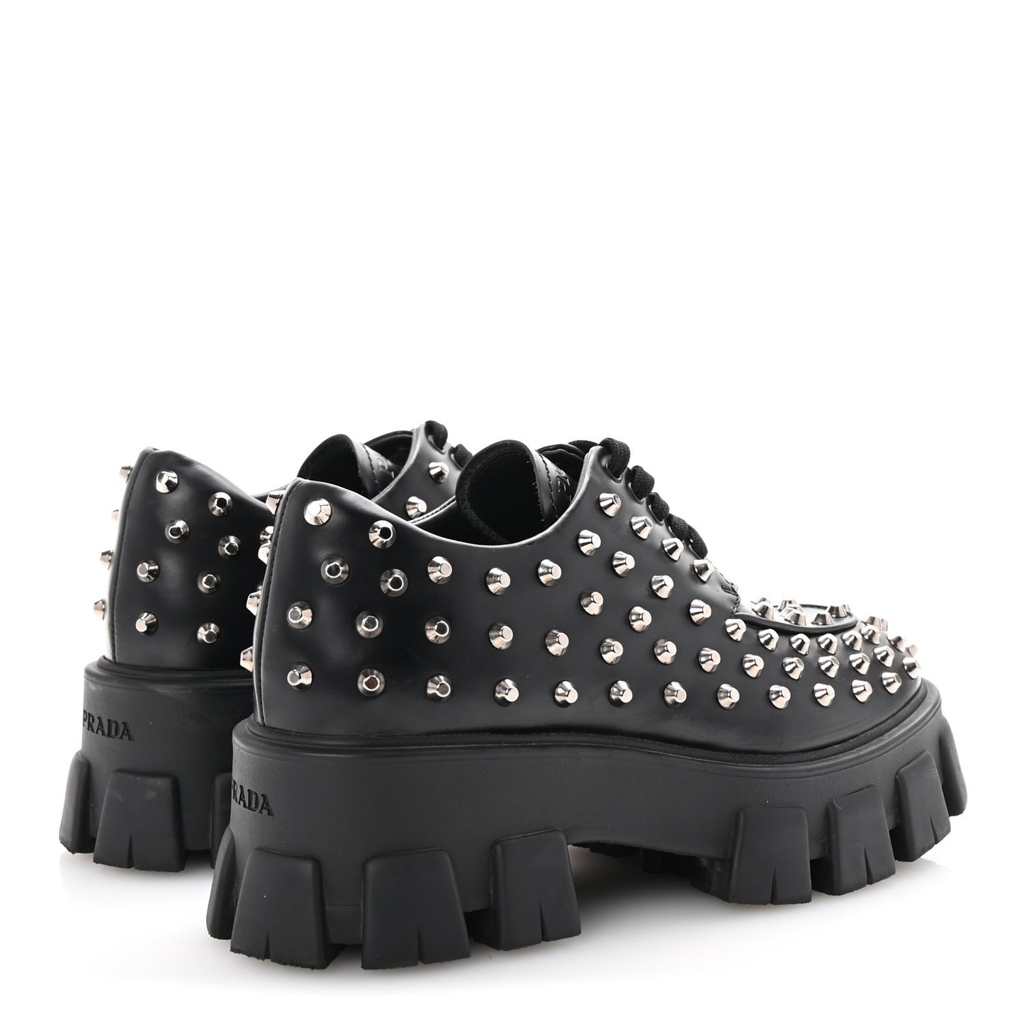 Spazzolato Rois Studded Lace Up Monolith 55mm Derby Loafers 38 Black