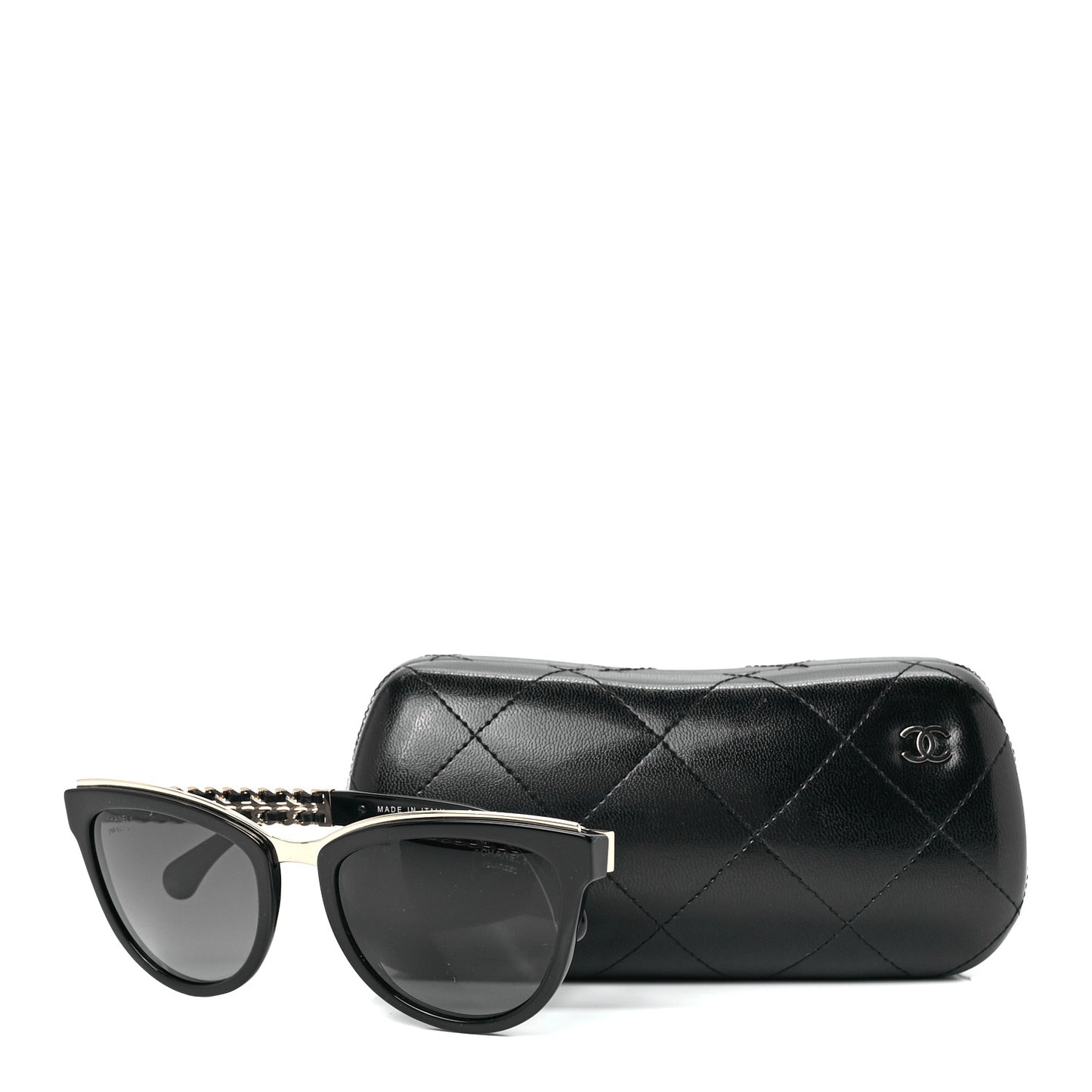 Lambskin Chain Sunglasses 5361-Q Black