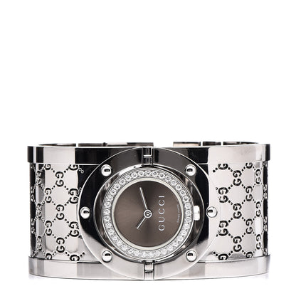 Gucci Stainless Steel Diamond Bezel 33mm Twirl Quartz Watch Brown 3 of 6
