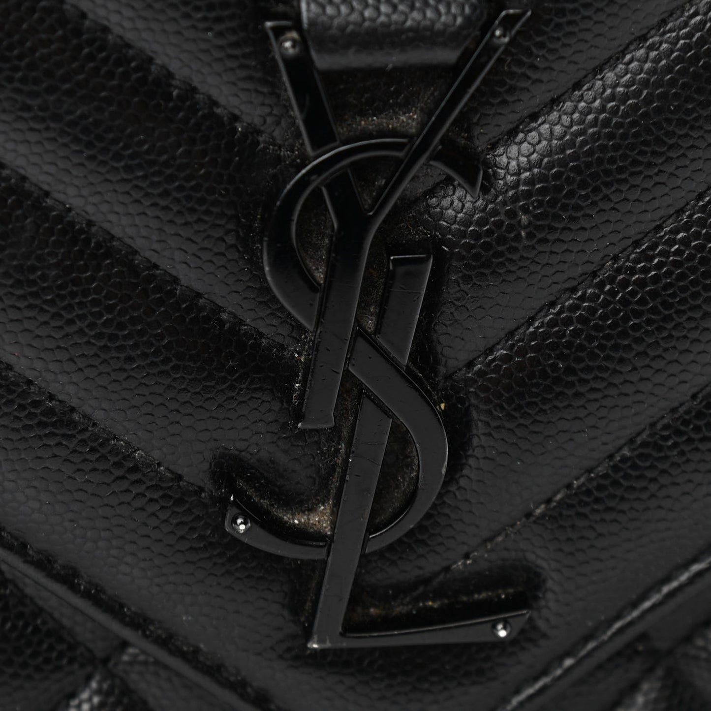 Grain De Poudre Textured Mixed Matelasse Triquilt Medium Monogram Satchel Black