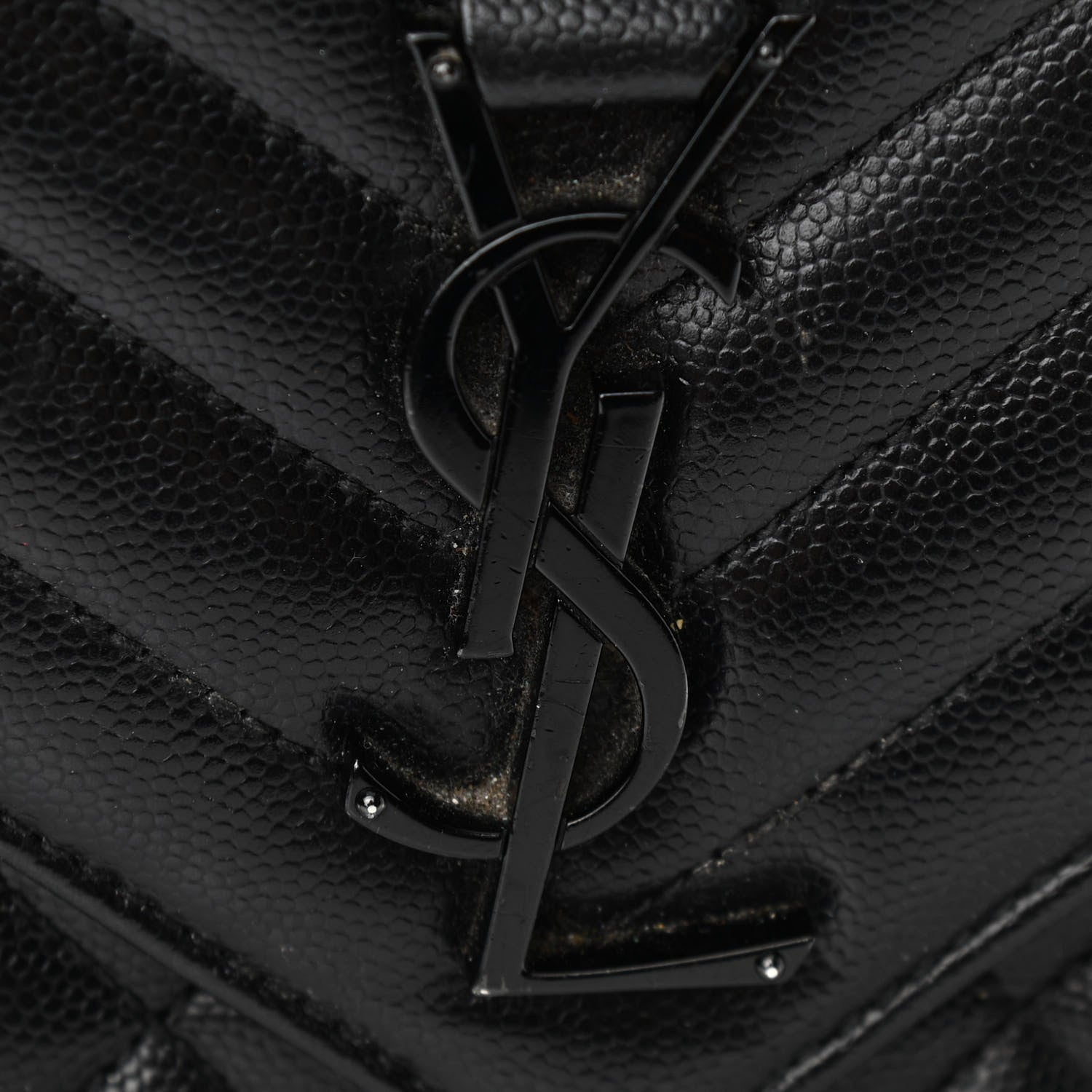 Saint Laurent Grain De Poudre Textured Mixed Matelasse Triquilt Medium Monogram Satchel Black 11 of 11