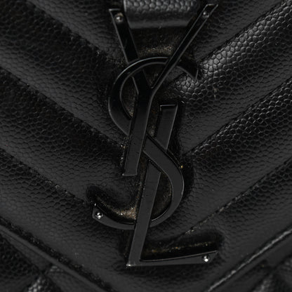 Saint Laurent Grain De Poudre Textured Mixed Matelasse Triquilt Medium Monogram Satchel Black 11 of 11
