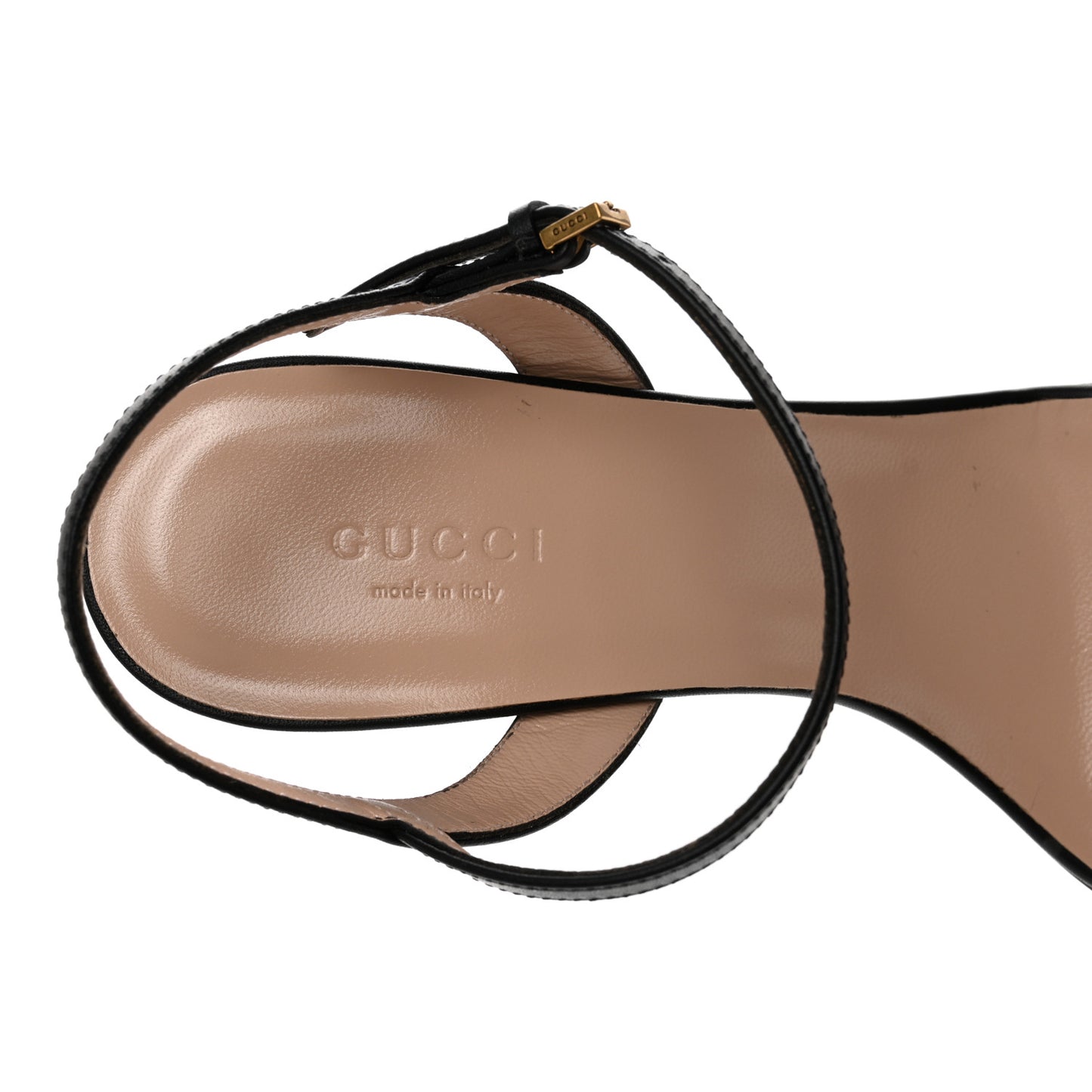 Lifford Calfskin GG Marmont Ankle Wrap 75mm Sandals 38 Black