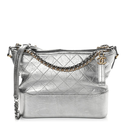 Chanel Metallic Lambskin Calfskin Quilted Medium Gabrielle Hobo Silver 1 of 8