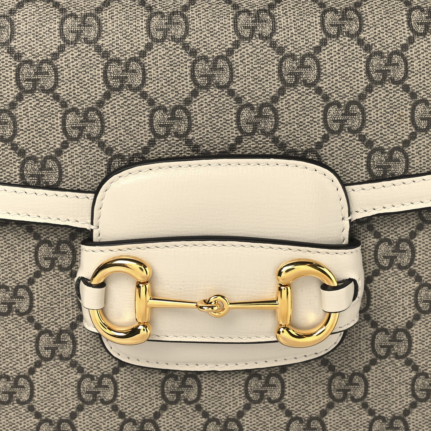 GG Supreme Monogram Horsebit 1955 Shoulder Bag Beige Mystic White