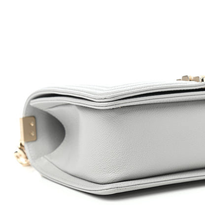 Chanel Caviar Quilted Medium Boy Flap Light Grey 9 of 10