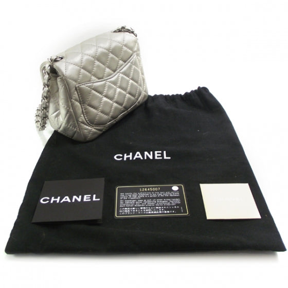 Chanel Metallic Lambskin Quilted Mini Square Flap Silver 3 of 12