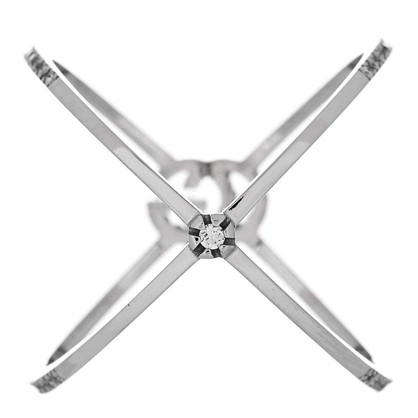 18K White Gold Diamond Running G Cross Ring 58 8.25