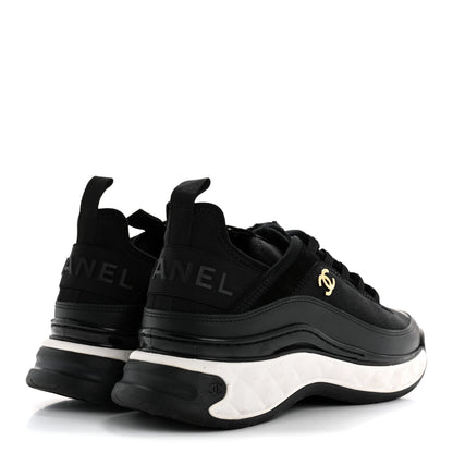 Chanel Velvet Calfskin Mixed Fibers CC Sneakers 38 Black 5 of 11
