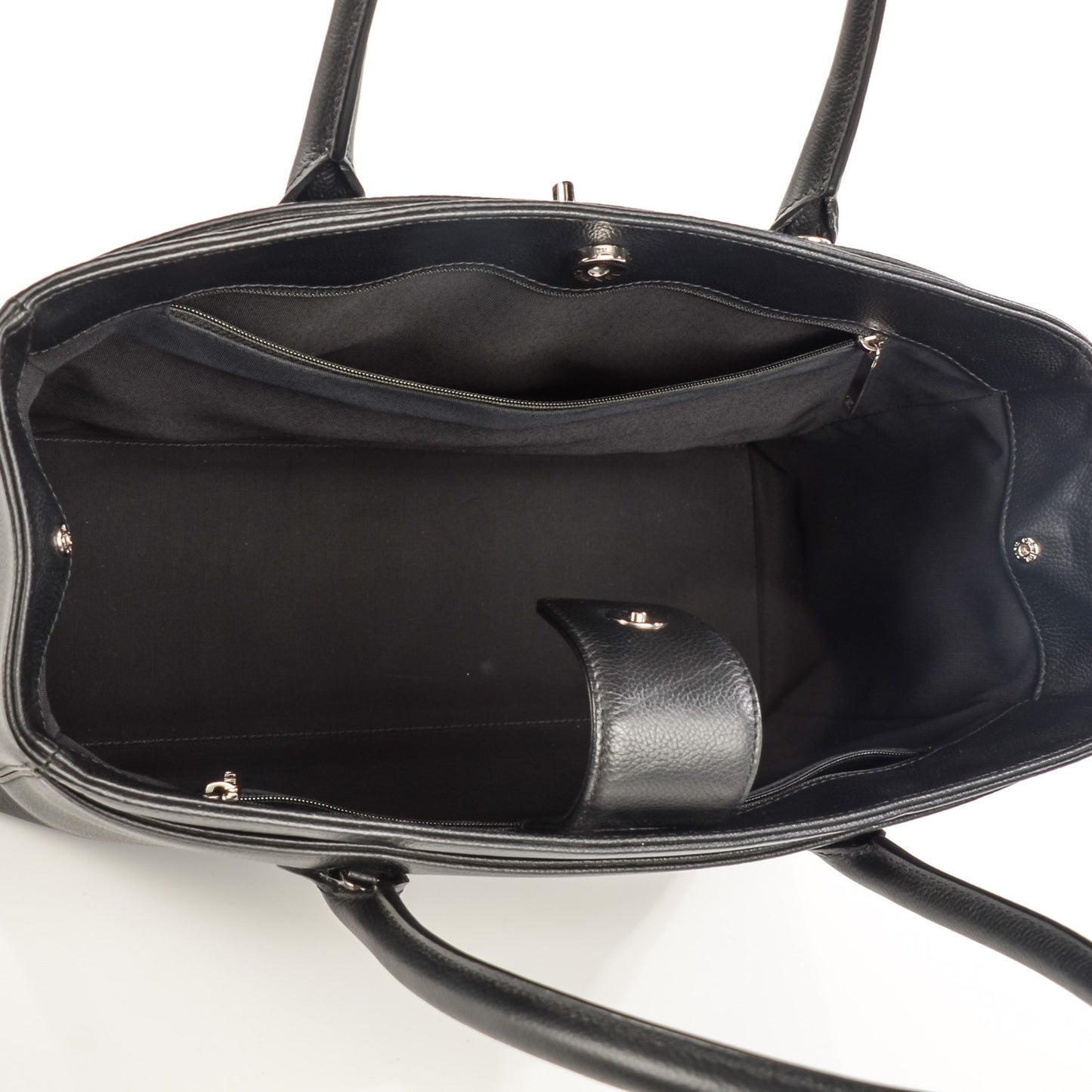 Calfskin Cerf Executive Shopper Tote Black