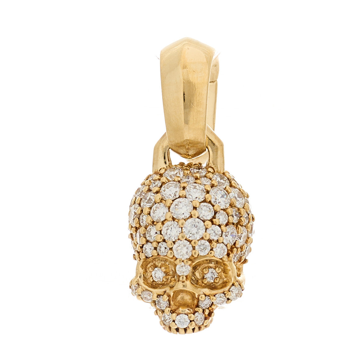 David Yurman 18K Yellow Gold Diamond Skull Amulet Pendant 1 of 5