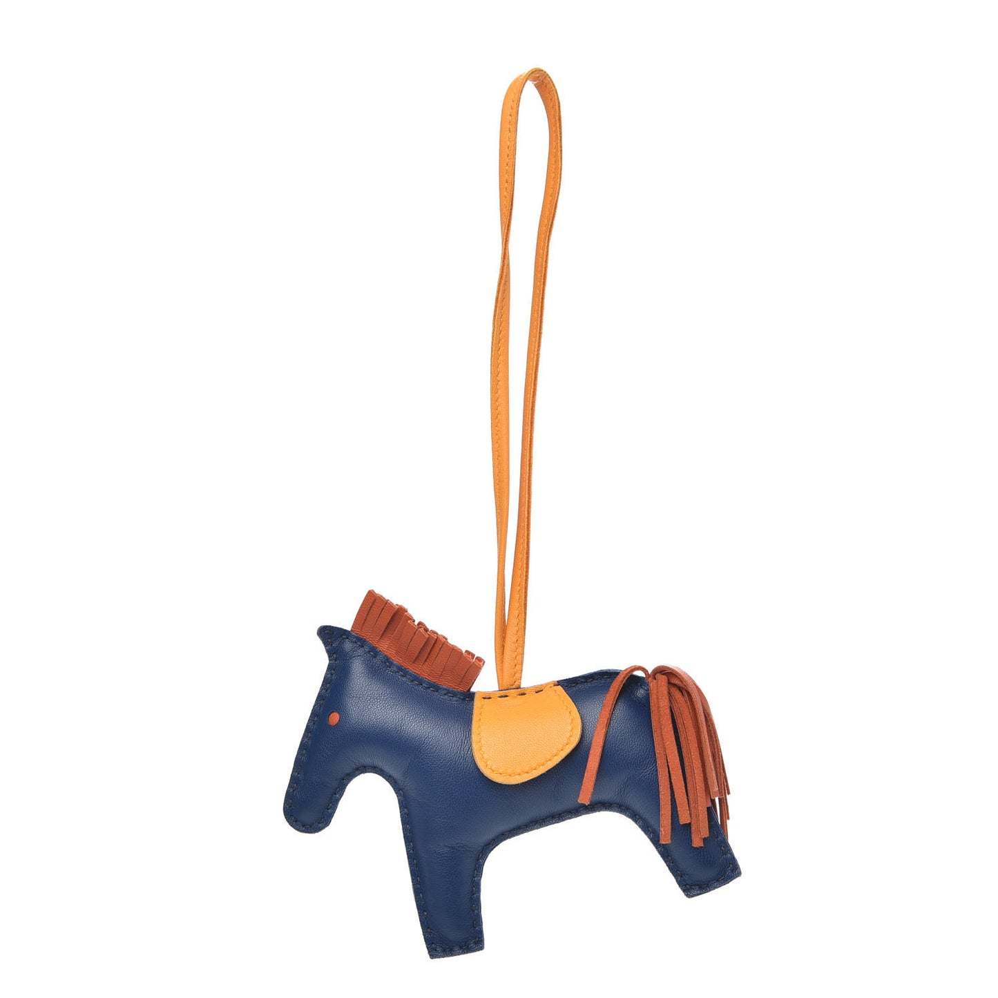 Milo Lambskin Grigri Rodeo Horse Bag Charm MM Bleu de Malte Cornaline Jaune D'Or