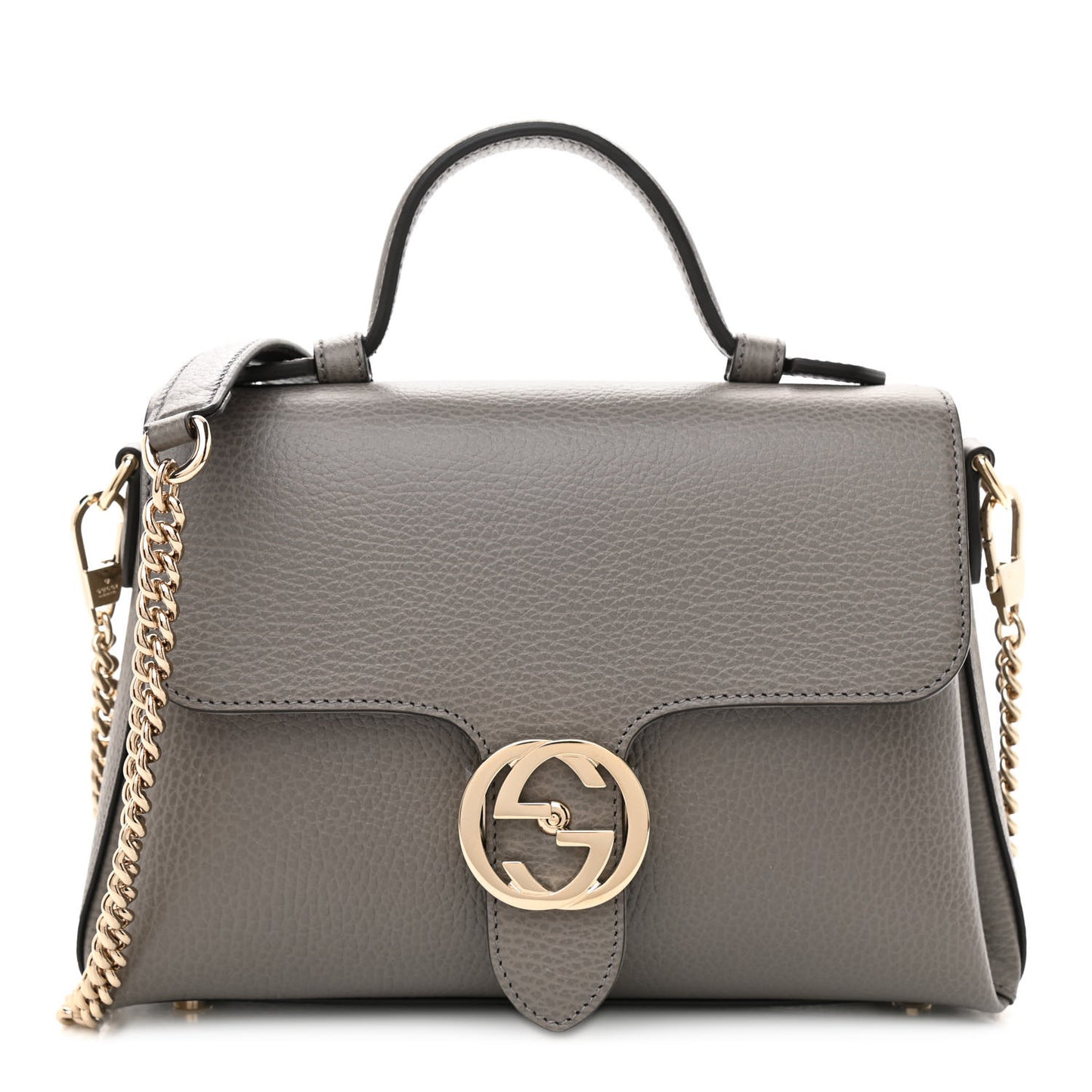 Dollar Calfskin Interlocking G Top Handle Shoulder Bag Loess