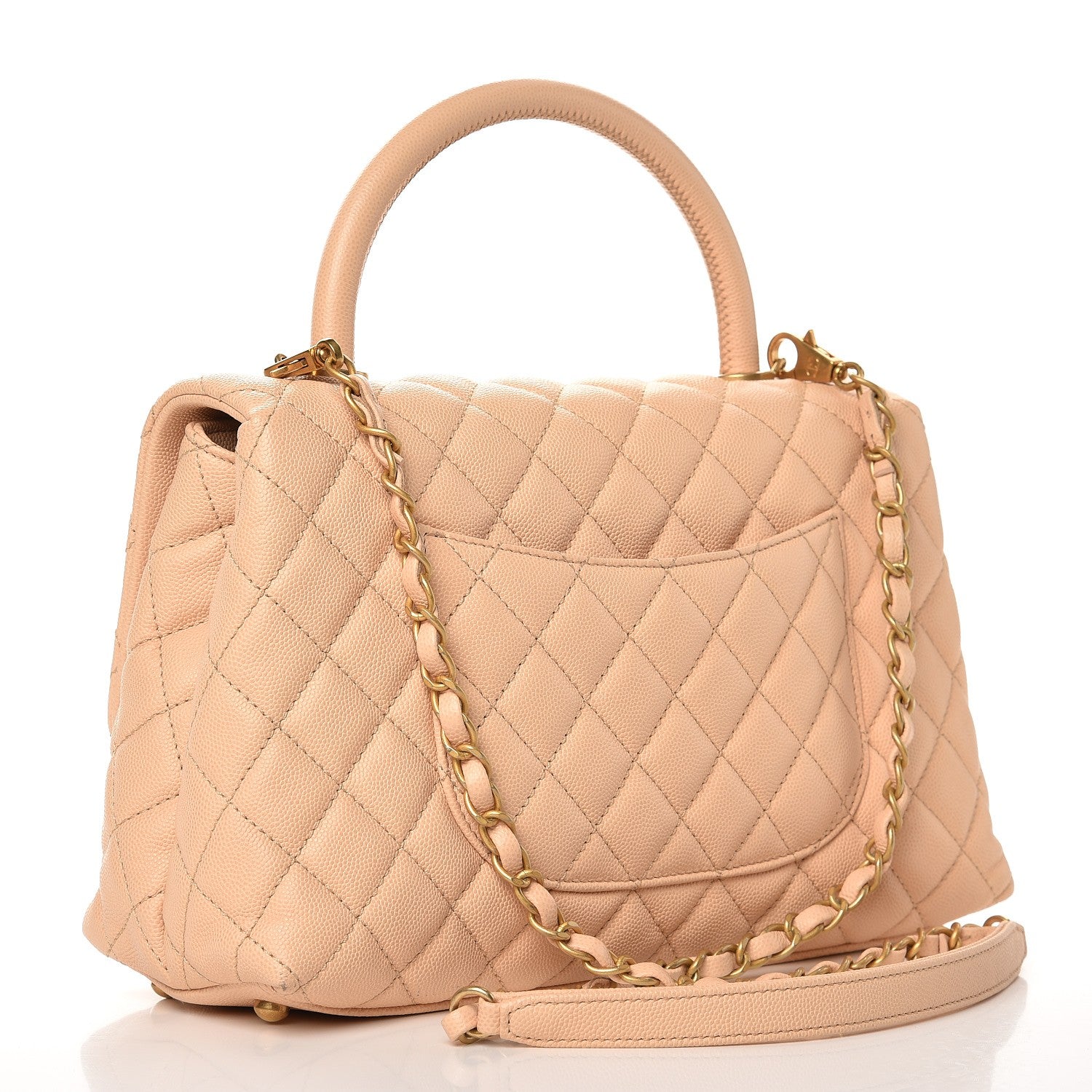 Chanel Caviar Quilted Small Coco Handle Flap Light Beige 3 of 9