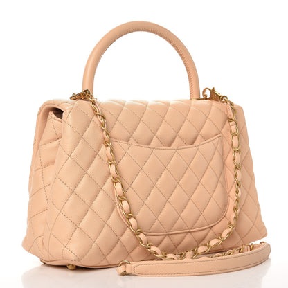 Chanel Caviar Quilted Small Coco Handle Flap Light Beige 3 of 9
