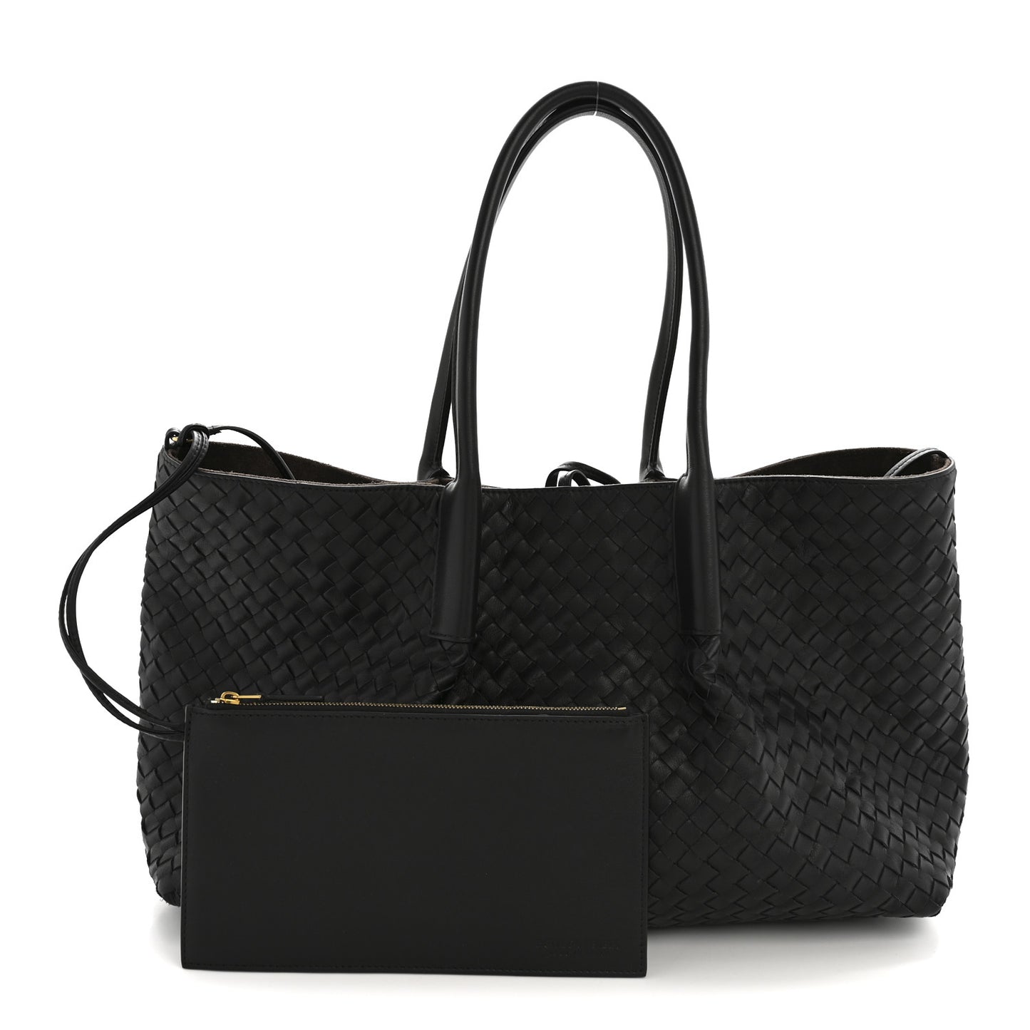 Calfskin Intrecciato Pinacoteca Reversible Tote Black Fondant