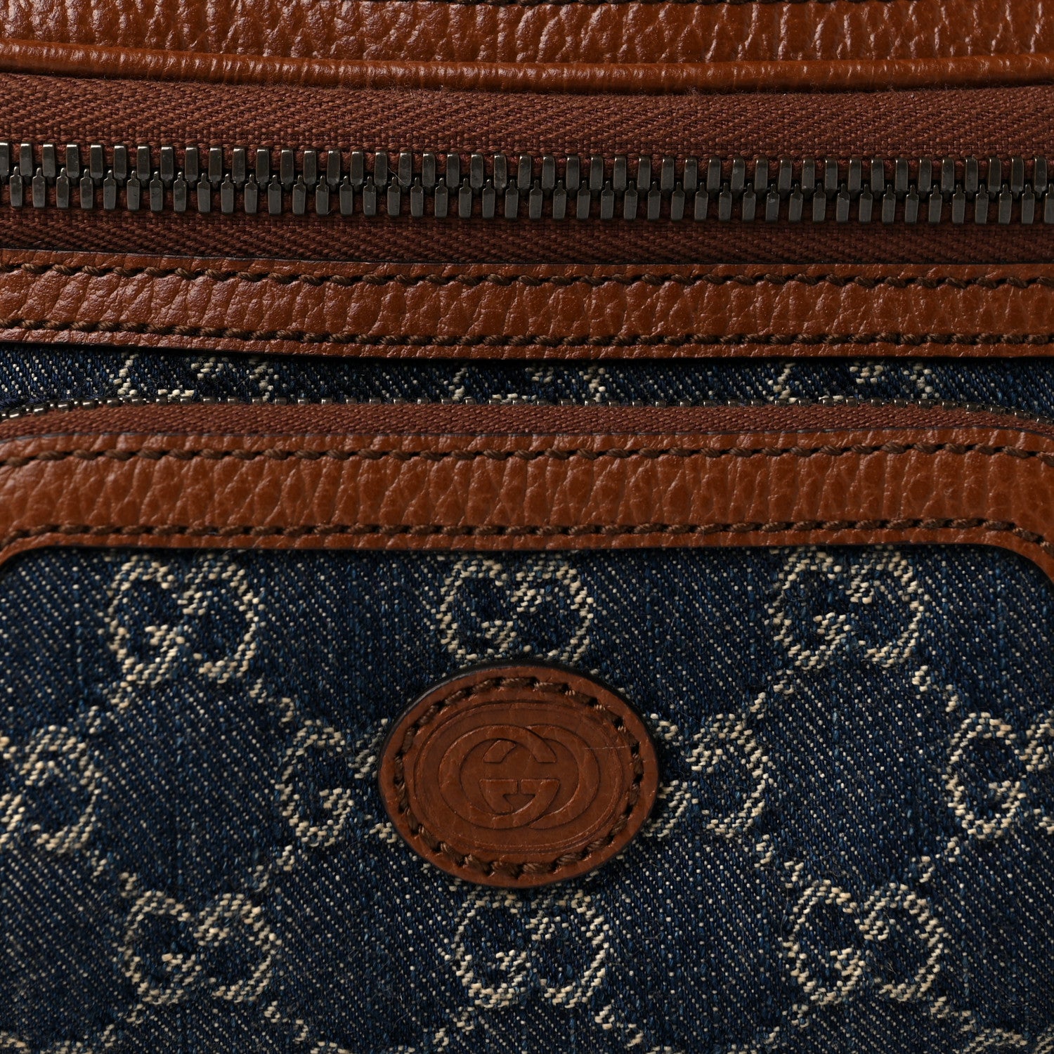 Gucci New Denim GG Monogram Dollar Calfskin Web Retro Interlocking G Belt Bag Blue Tea Cuir Epilog 8 of 10