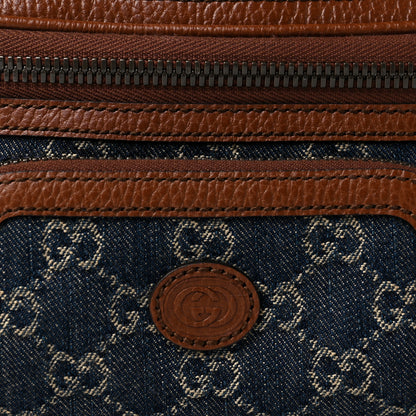 Gucci New Denim GG Monogram Dollar Calfskin Web Retro Interlocking G Belt Bag Blue Tea Cuir Epilog 8 of 10