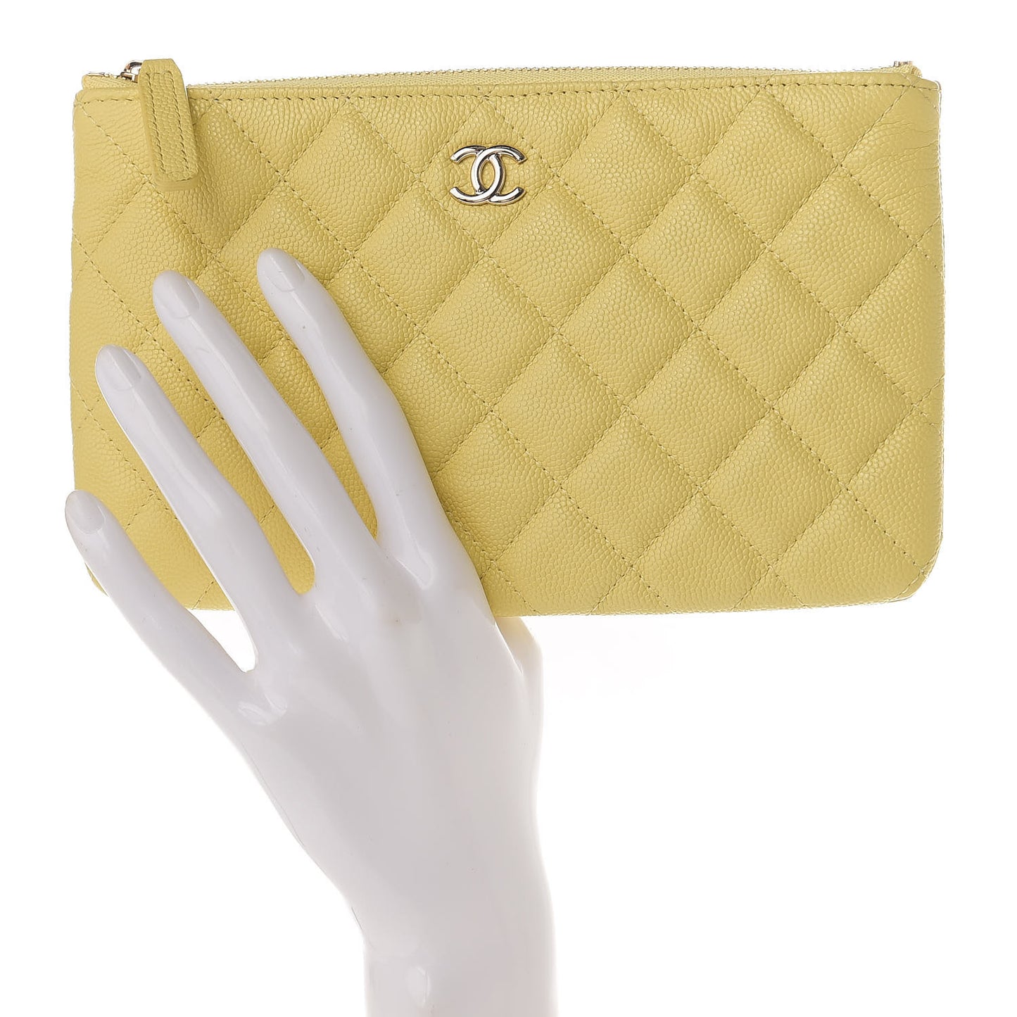 Caviar Quilted Small Pouch Light Yellow