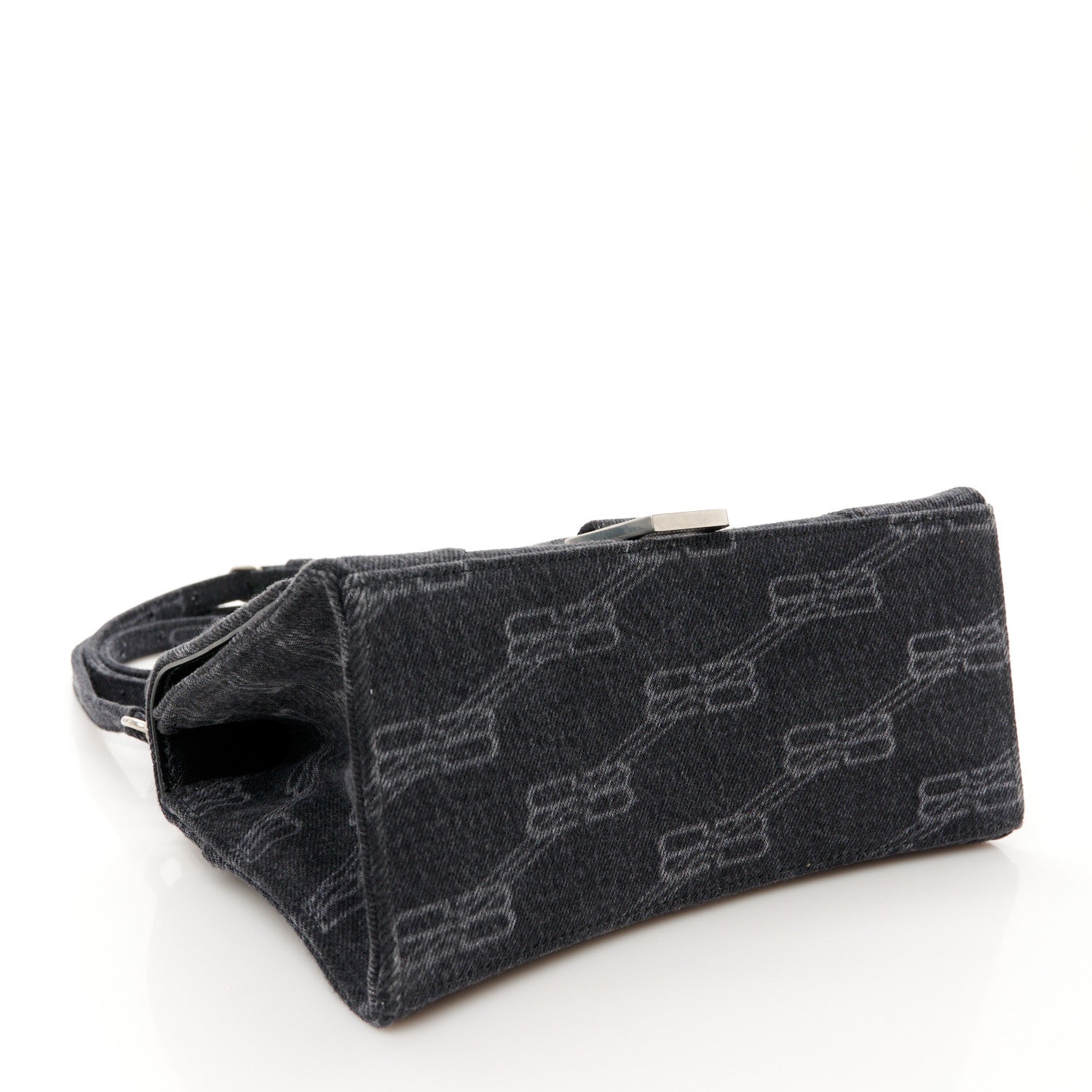 Balenciaga Washed Denim BB Monogram Small Hourglass Top Handle Bag Black 4 of 10