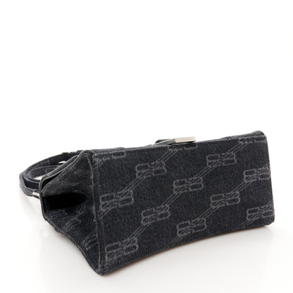 Balenciaga Washed Denim BB Monogram Small Hourglass Top Handle Bag Black 4 of 10