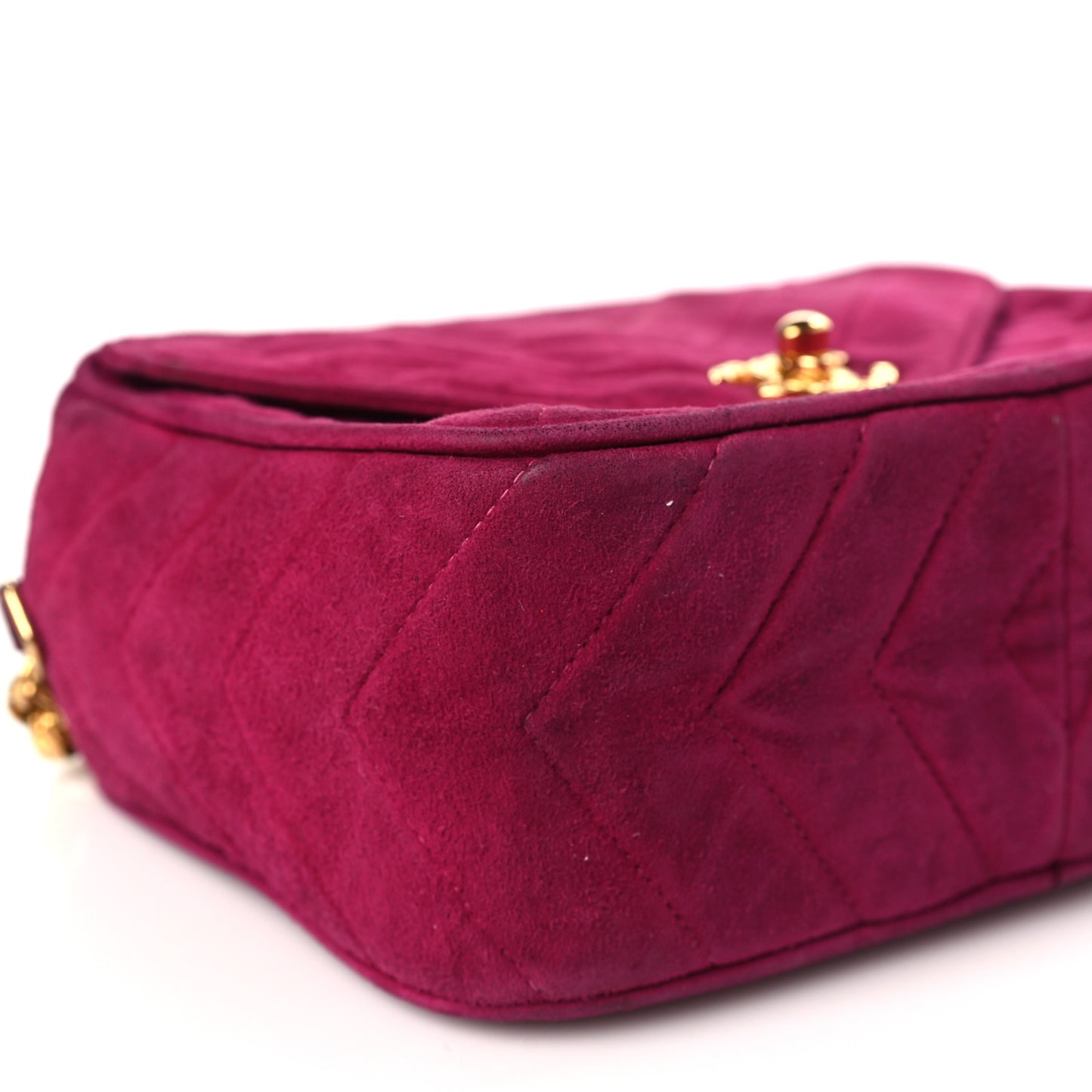 Suede Chevron CC Tassel Camera Bag Dark Pink
