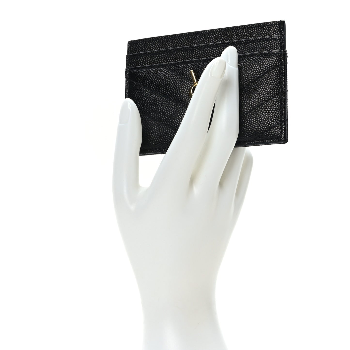 Grain De Poudre Matelasse Chevron Monogram Credit Card Case Black