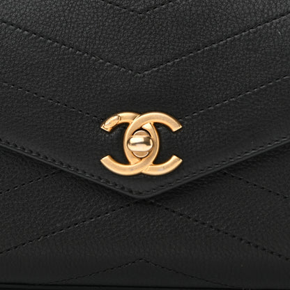 Chanel Calfskin Chevron Stitched Coco Waist Bag Black 8 of 10