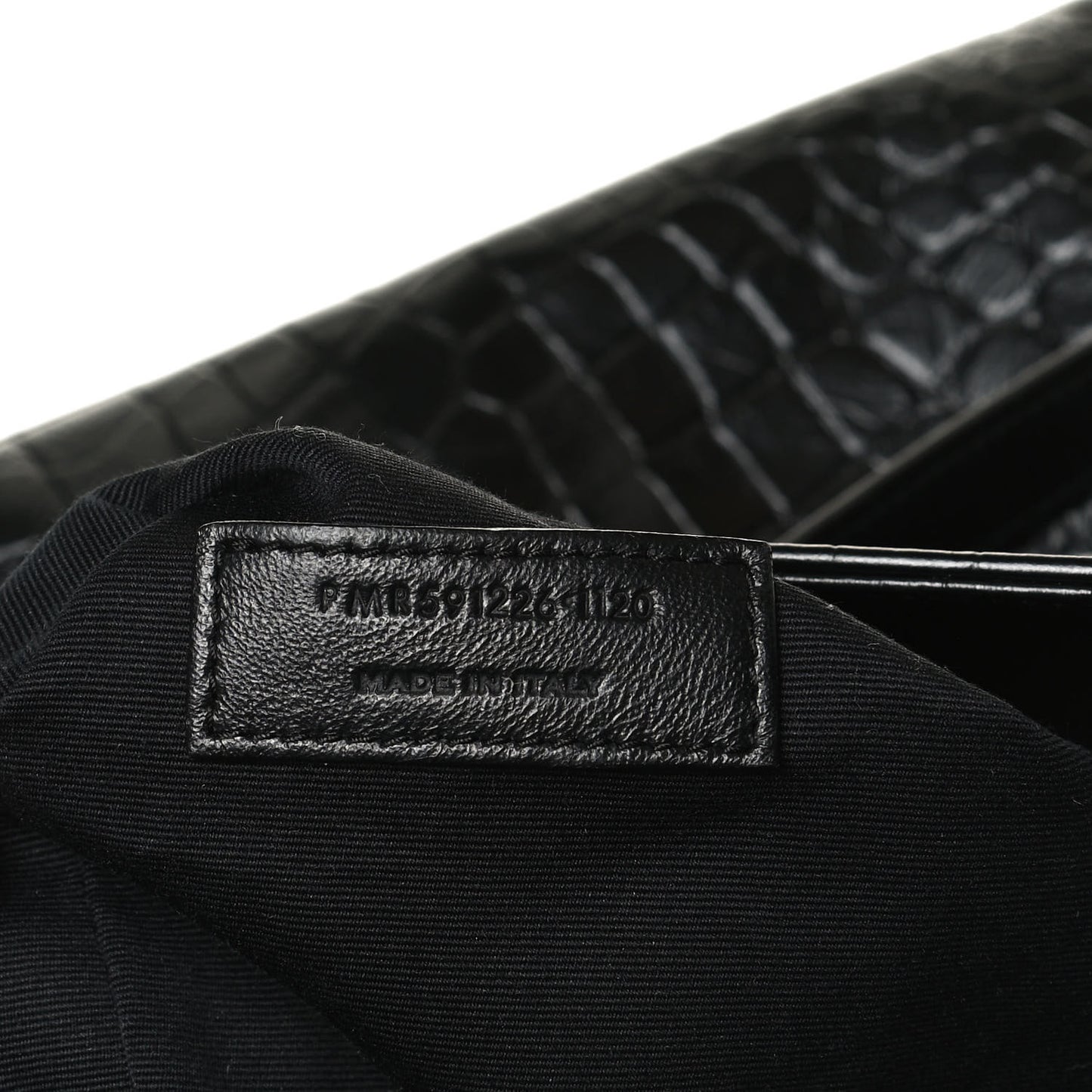 Calfskin Crocodile Embossed Monogram Medium Niki Shopping Bag Black