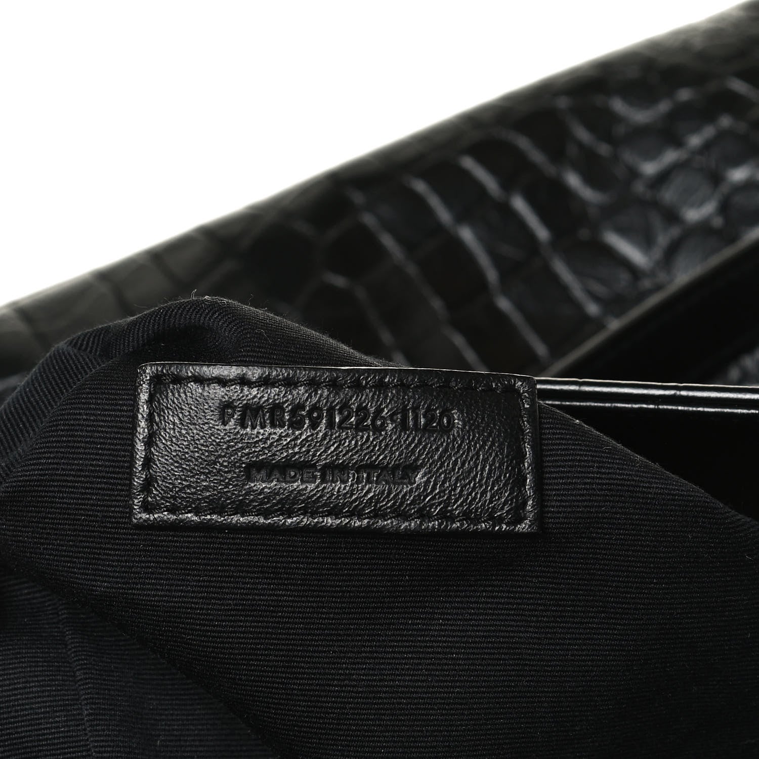 Saint Laurent Calfskin Crocodile Embossed Monogram Medium Niki Shopping Bag Black 7 of 13
