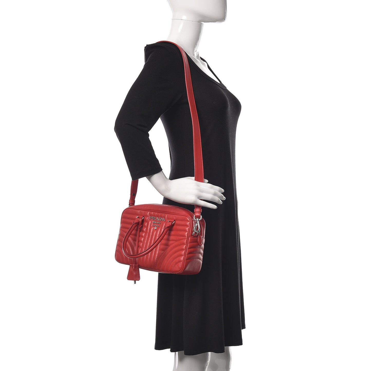 Soft Calfskin Impunture Diagramme Top Handle Crossbody Bag Rosso
