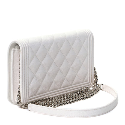 Chanel Caviar Quilted Boy Wallet On Chain WOC White 2 of 8