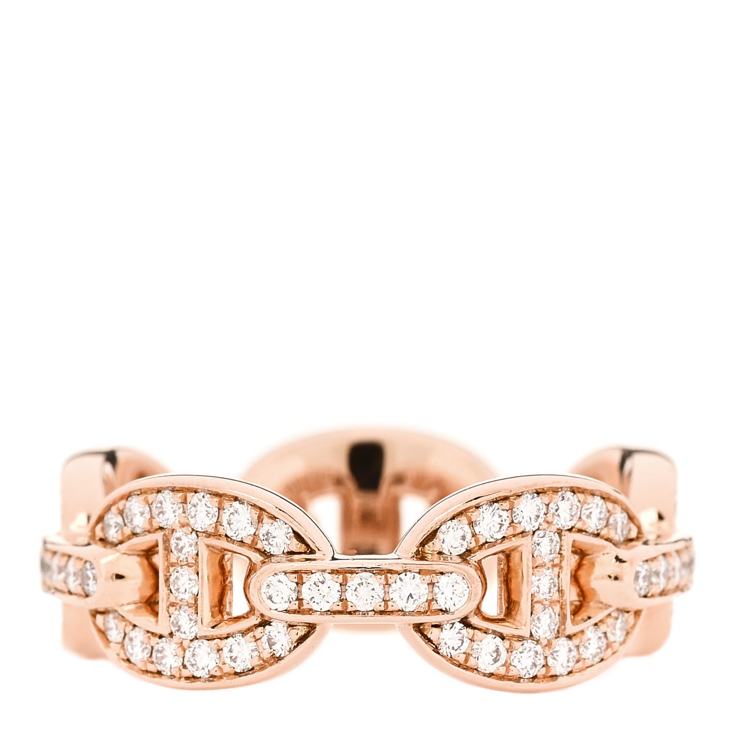 18K Rose Gold Diamond PM d'Ancre Enchainee Ring 52 6