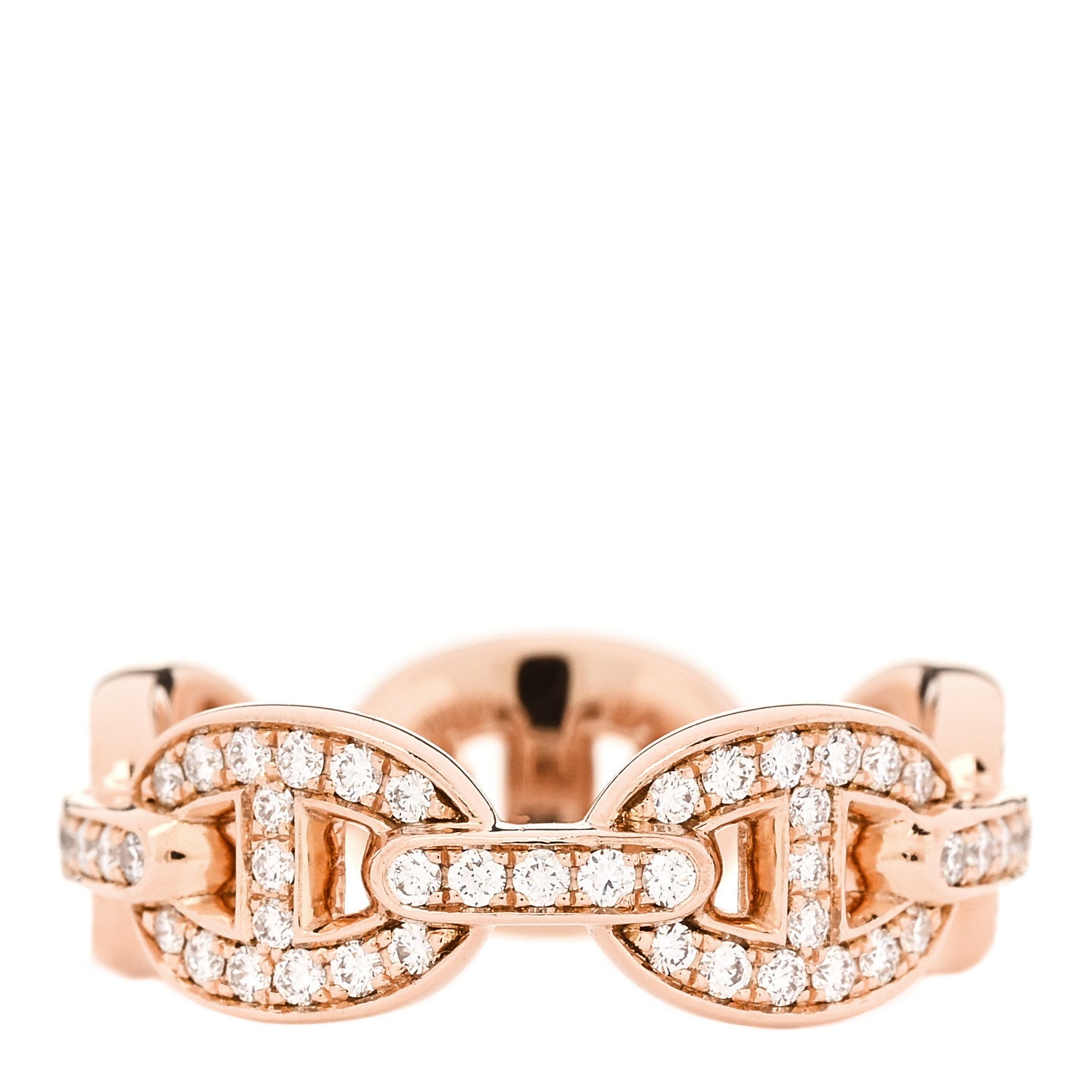 Hermes 18K Rose Gold Diamond PM d'Ancre Enchainee Ring 52 6 3 of 6