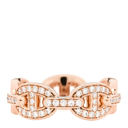 Hermes 18K Rose Gold Diamond PM d'Ancre Enchainee Ring 52 6 3 of 6