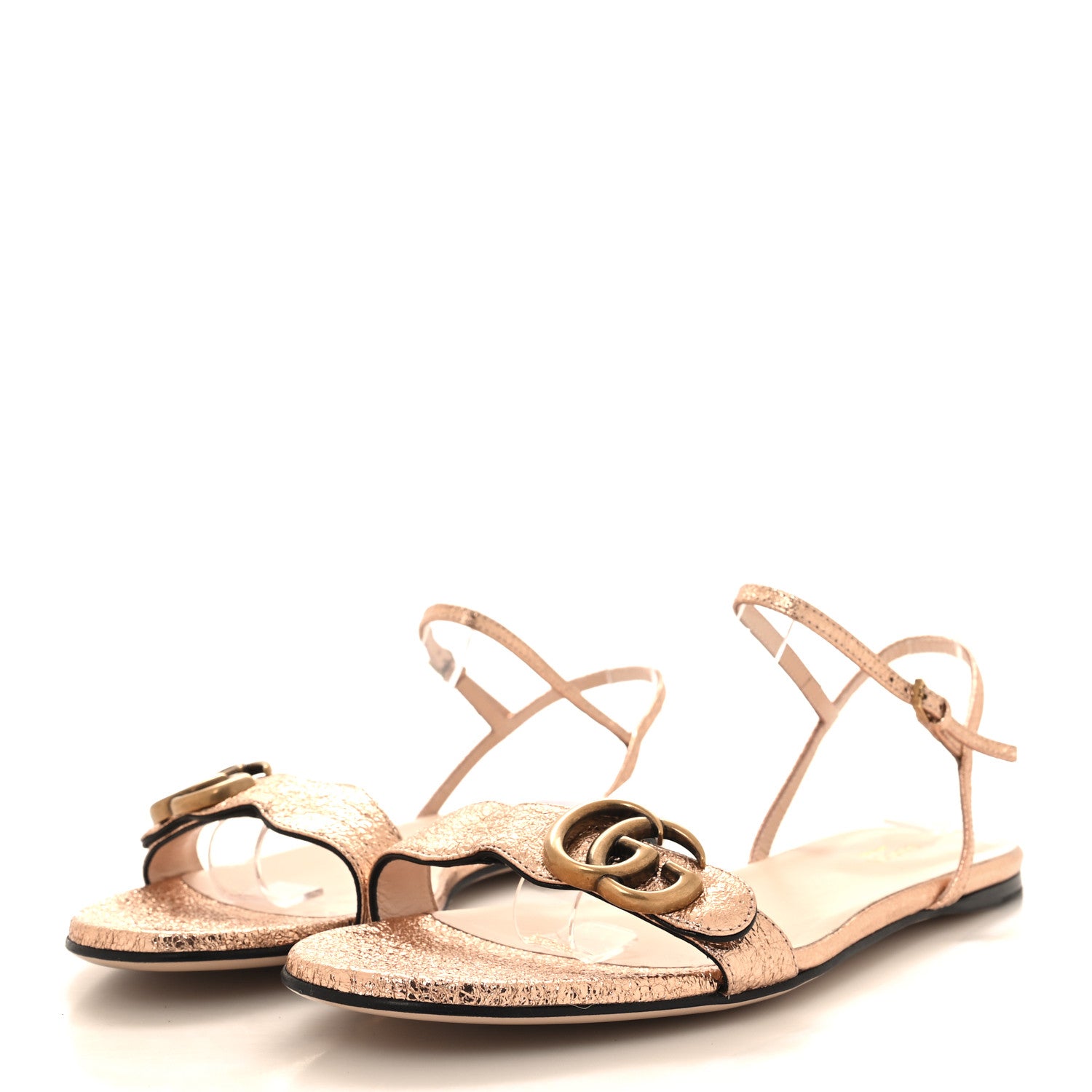 Gucci Galassia GG Marmont Ankle Wrap Flat Sandals 39.5 Salmone 3 of 7