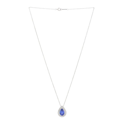 Tiffany Platinum Diamond Tanzanite Pear Shaped Soleste Pendant Necklace 2 of 3
