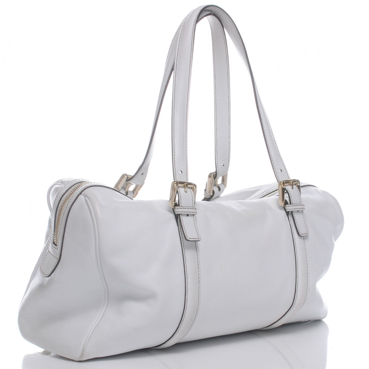 Leather Britt Large Boston White