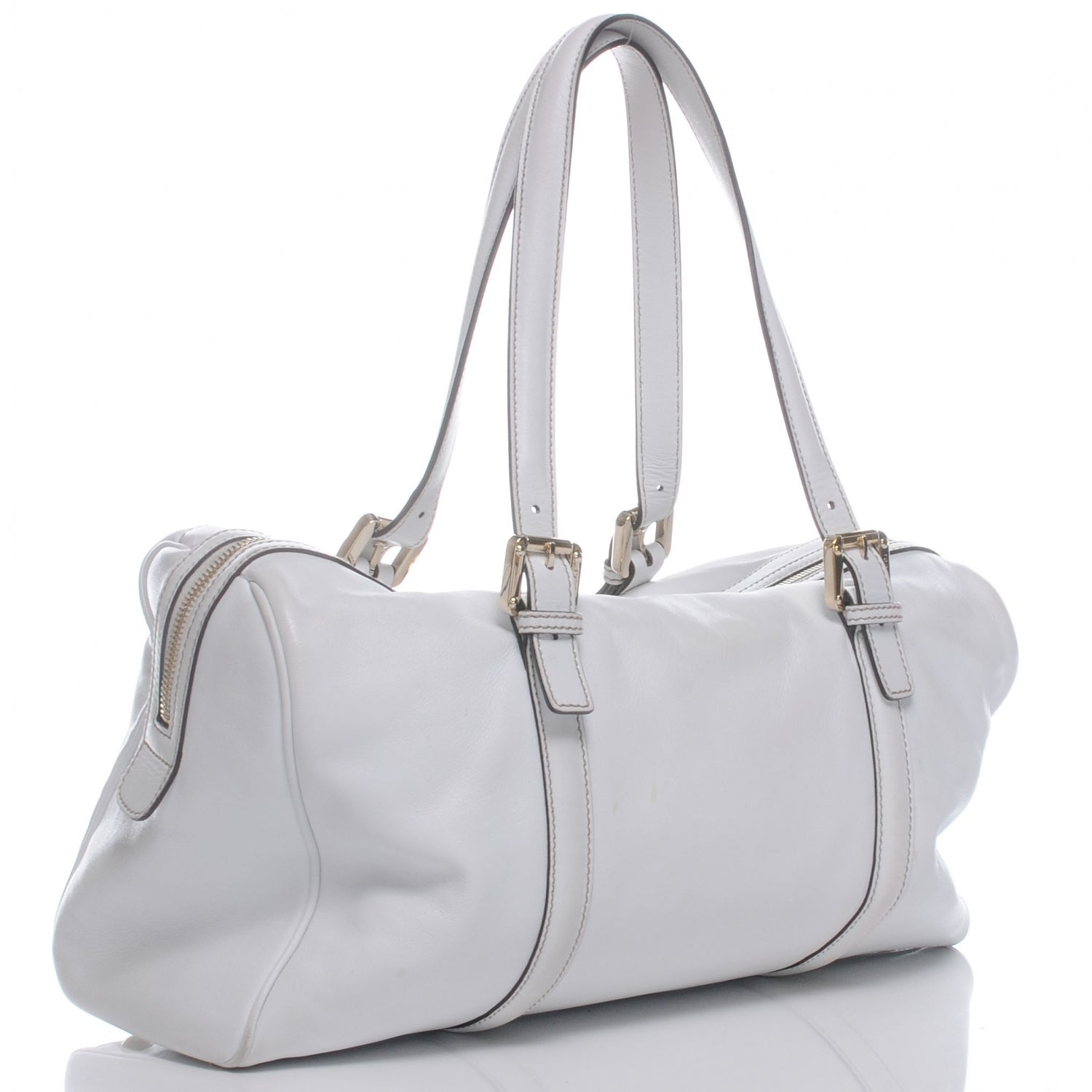 Gucci Leather Britt Large Boston White 3 of 7