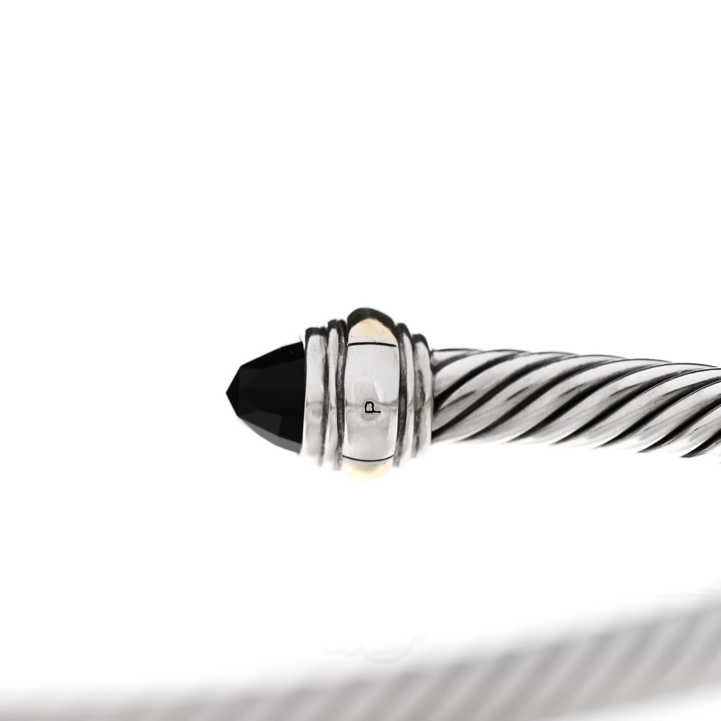 Sterling Silver 14K Yellow Gold Black Onyx 5mm Cable Classics Bracelet